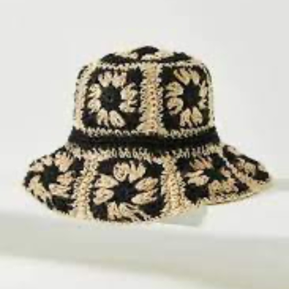 Anthropologie Granny Crochet Bucket Hat